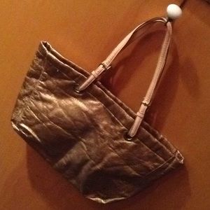 Golden Faux Canvas Tote